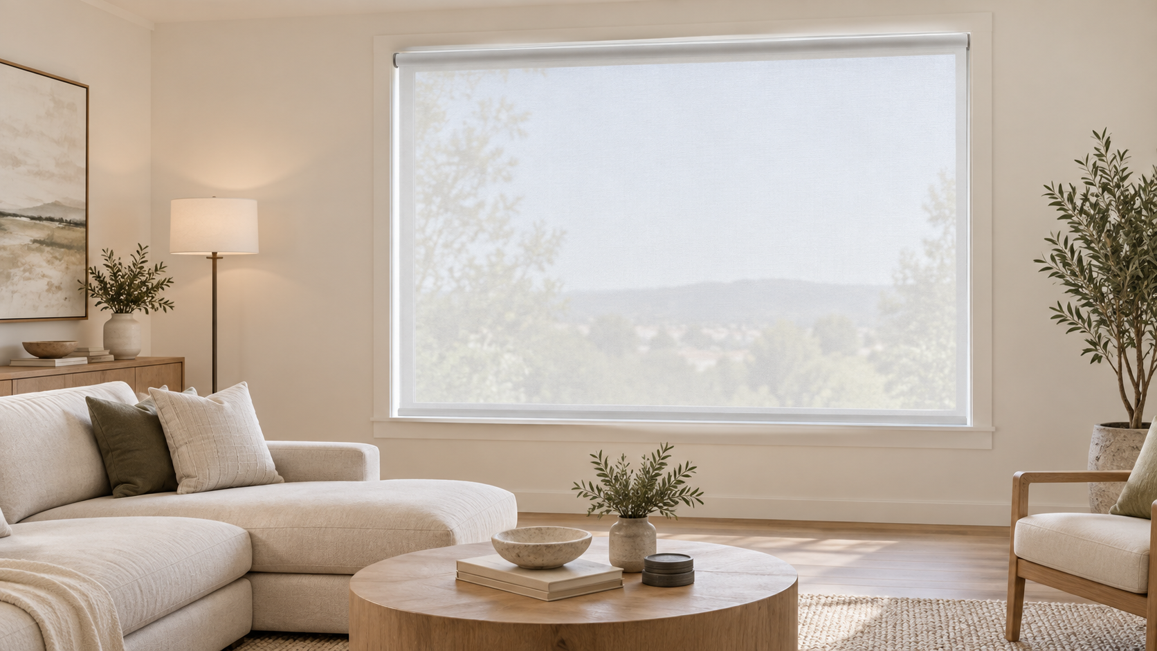 Solar Screen Shades installed in a home interior